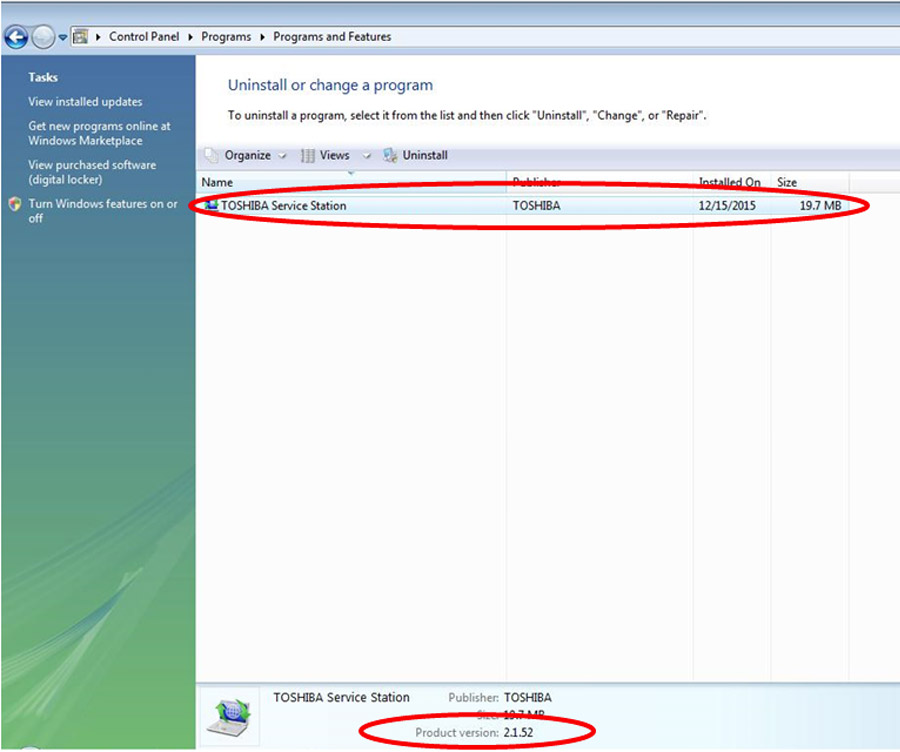 Security updates for Toshiba Service Station Windows Vista